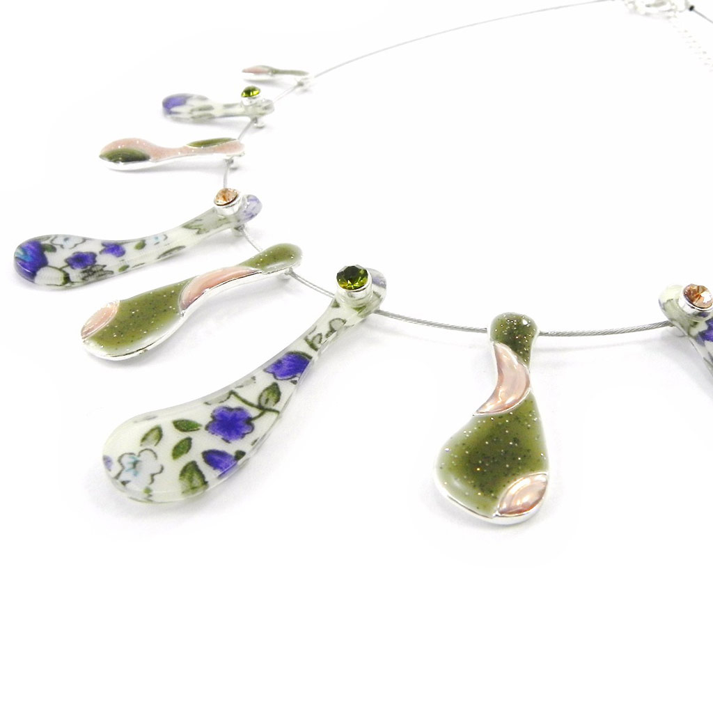 Collier Créateur \'Liberty\' violet vert - [I5346]