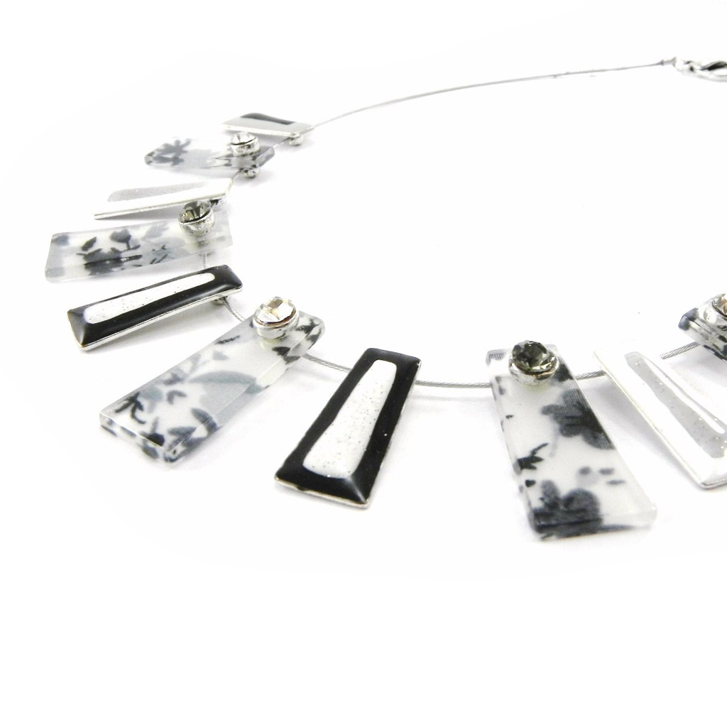 Collier Créateur \'Liberty\' noir gris - [I5351]