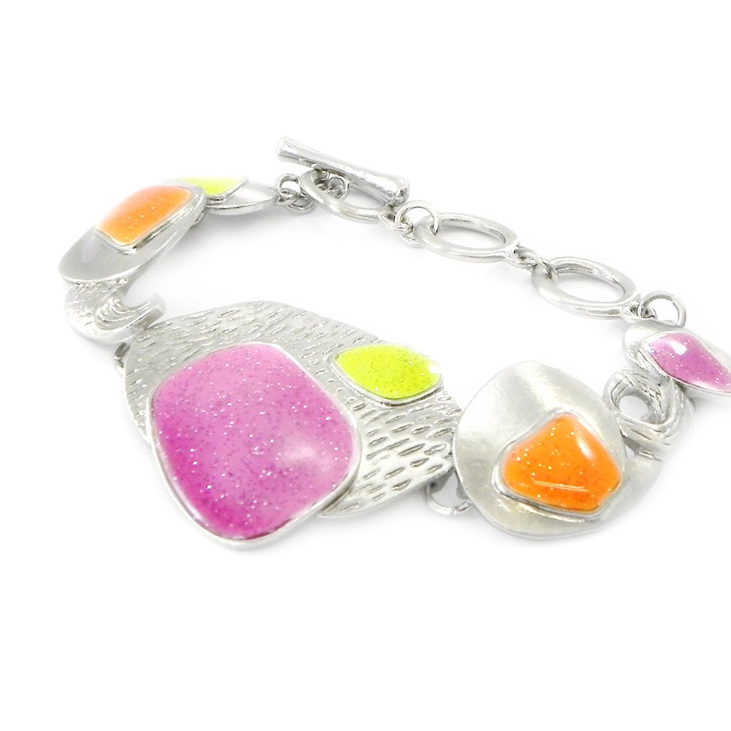 Bracelet Créateur \'Coloriage\' rose orange vert - [I5862]