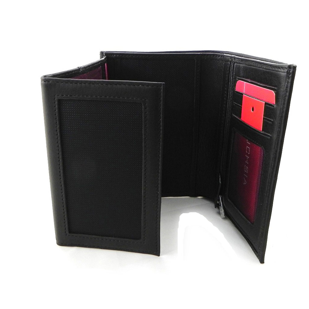 Portefeuille cuir \'Fuchsia\' marron foncé (3 volets) - [I6342]