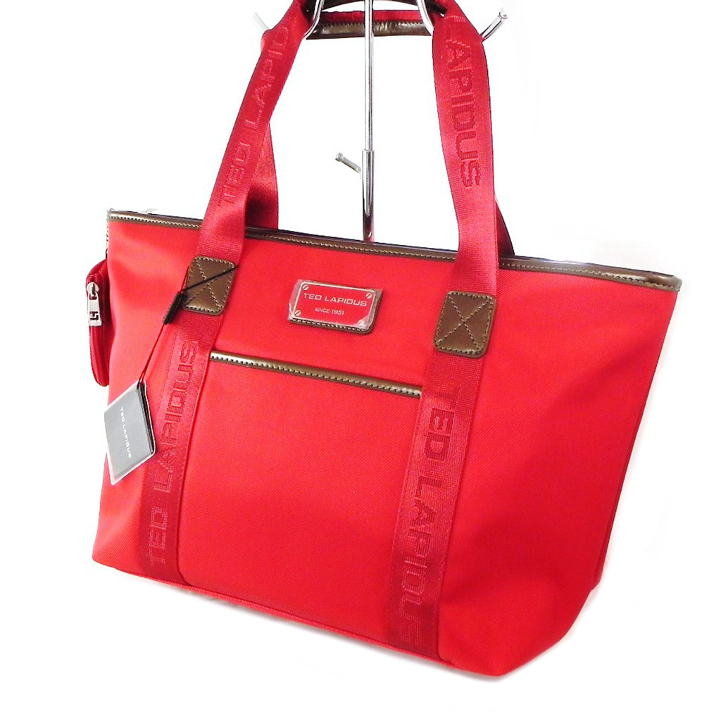 Sac shopping \'Ted lapidus\' rouge coquelicot  - 47x28x16 cm - [I7229]