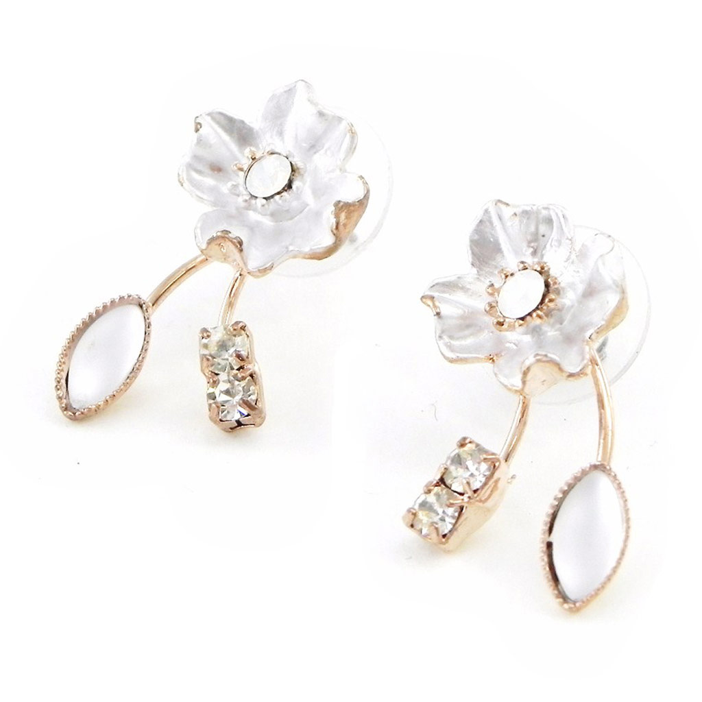 Boucles Créateur \'Feuilles d\'Automne\' Blanc  - [I8098]