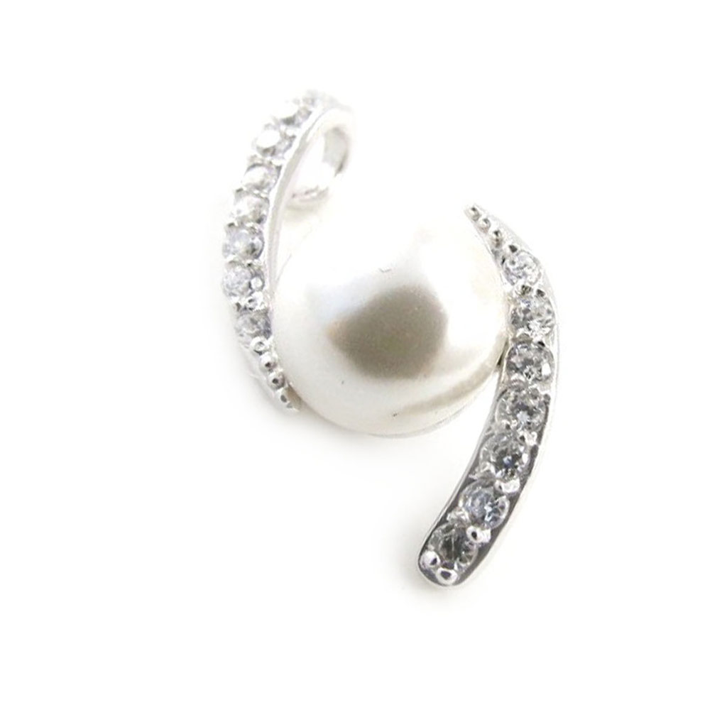 Pendentif Argent \'Sissi\' ivoire argenté (rhodié) - 22x13 mm - [I9827]