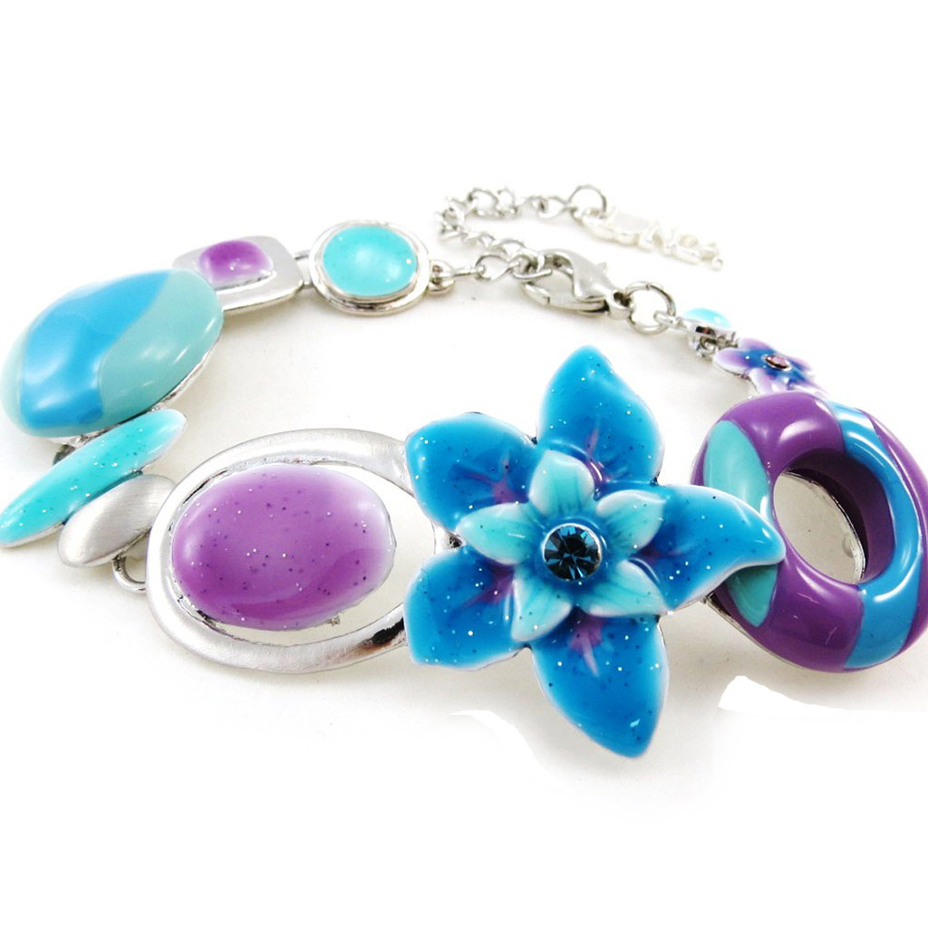 Bracelet Créateur \'Vahiné\' bleu violet - [I9927]