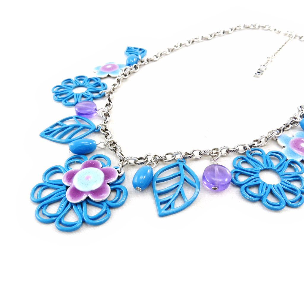 Collier Créateur \'Vahiné\' bleu - [I9940]
