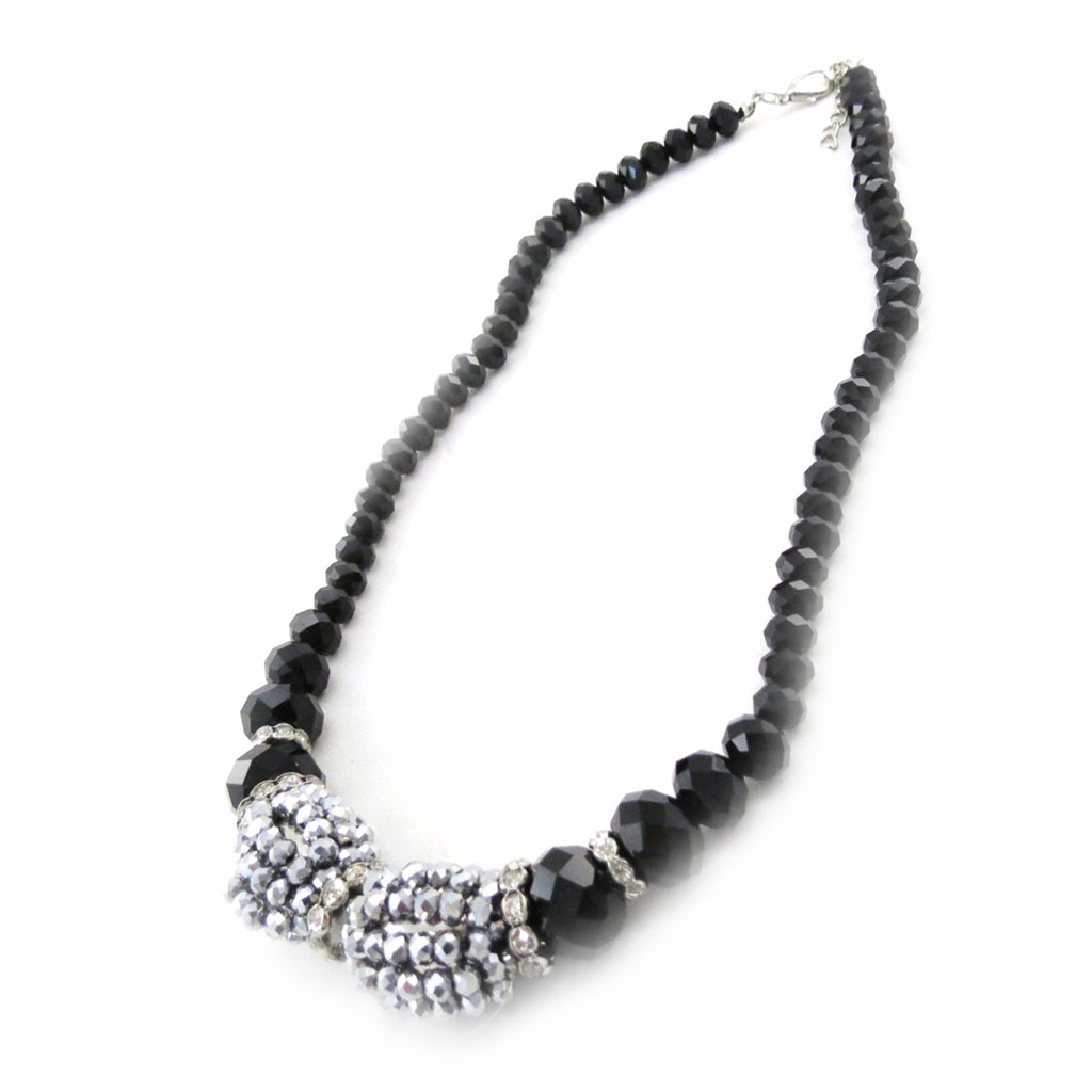 Collier Créateur \'Sissi\' gris noir - [J1397]