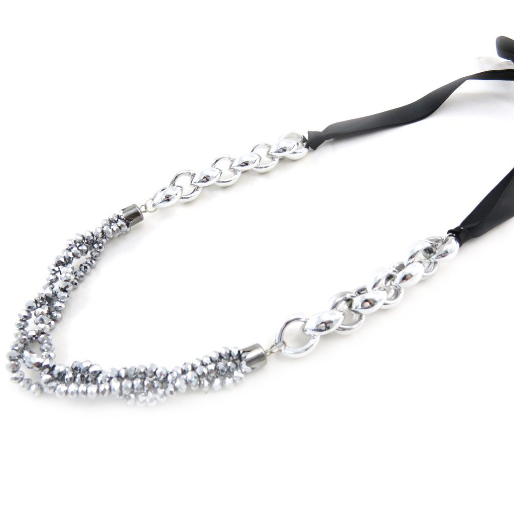 Sautoir Créateur \'Sissi\' argenté  - [J1398]