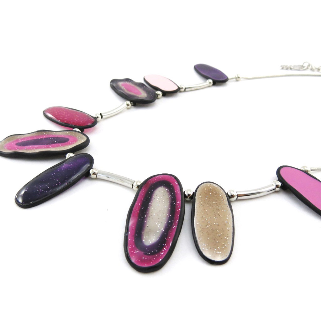 Collier Créateur \'Coloriage\' rose violet - [J2157]