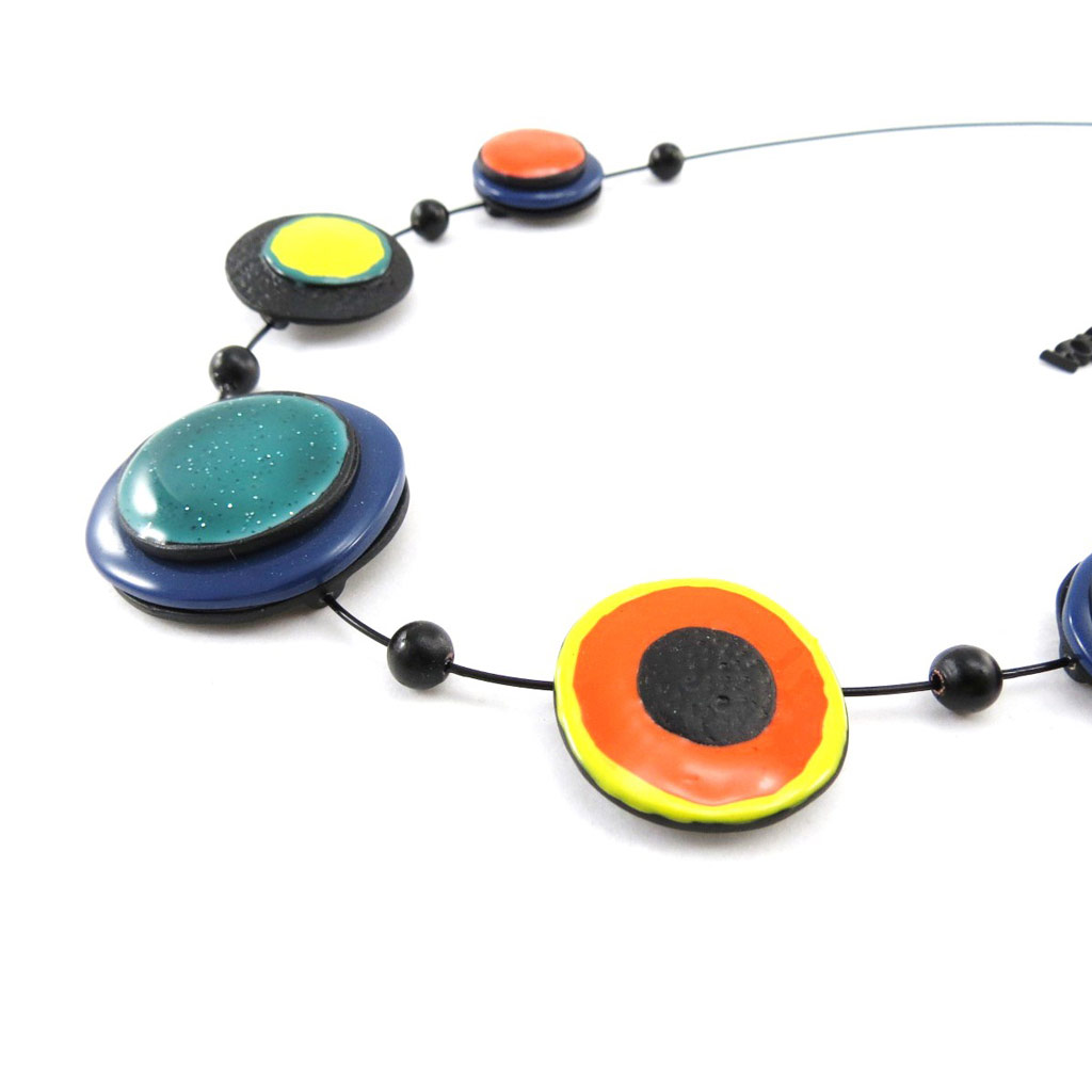 Collier Créateur \'Macarons\' vert jaune orange - [J2200]