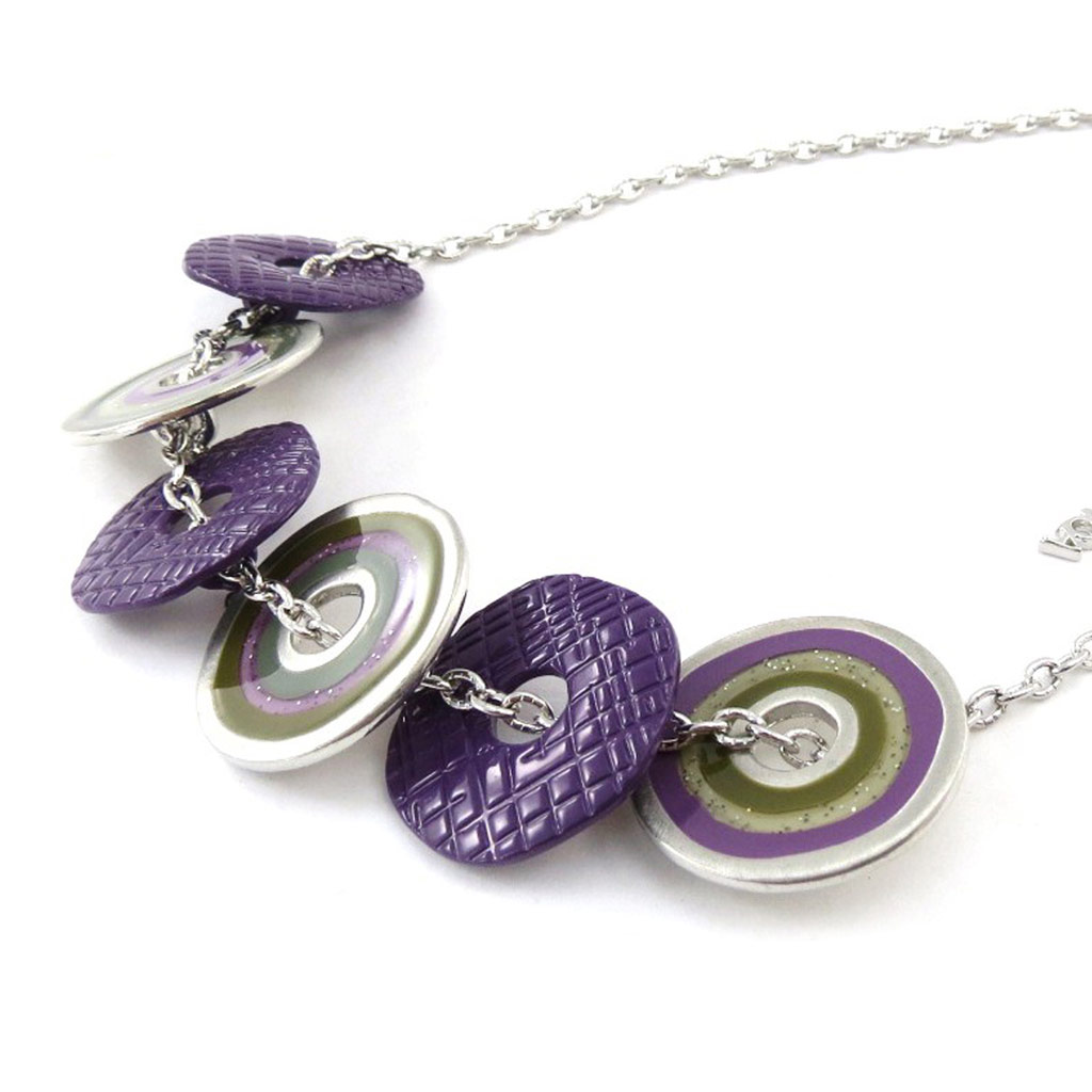 Collier Créateur \'Amandine\' violet vert - [J2217]