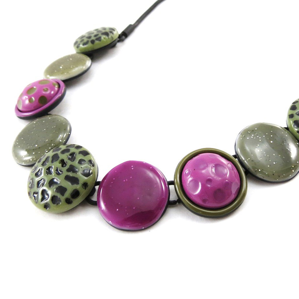 Collier Créateur \'Safari\' vert rose - [J2262]