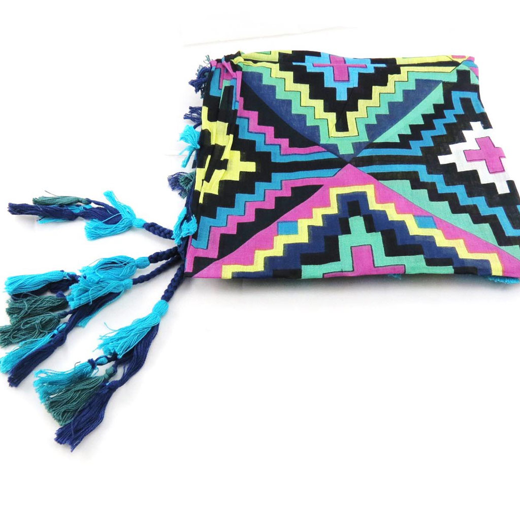Carré \'Azteca\' bleu multicolore - [J2724]