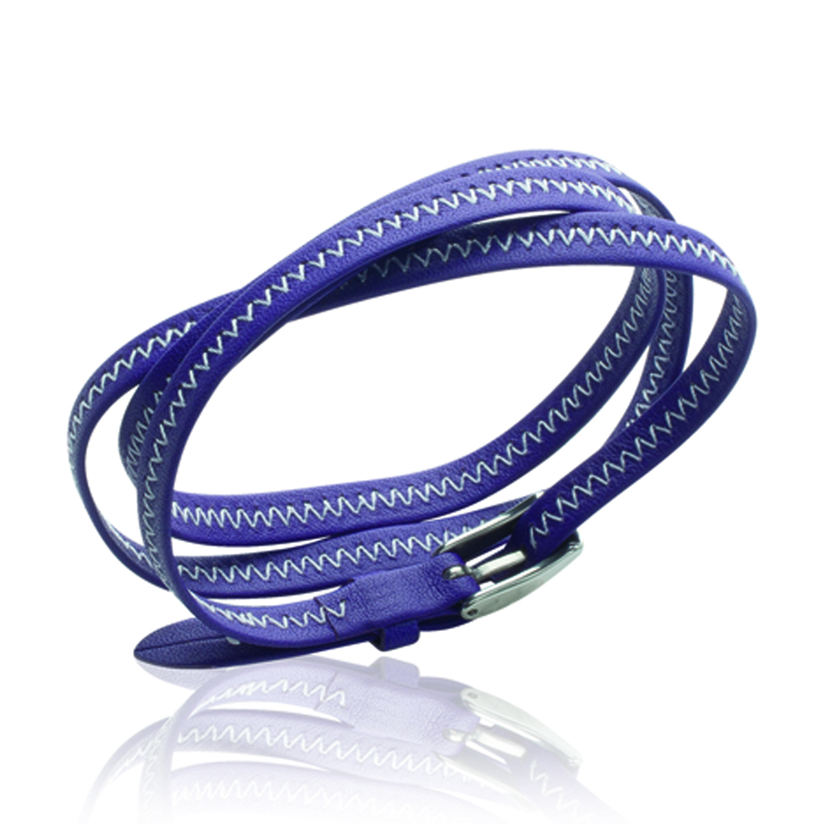 Bracelet acier \'Peaceful\' violet argenté - 6 mm - [J3100]