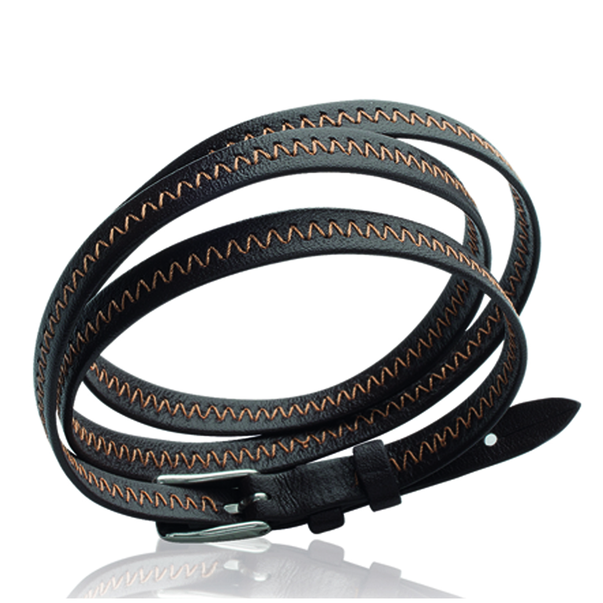 Bracelet acier \'Peaceful\' marron foncé argenté - 6 mm - [J3104]