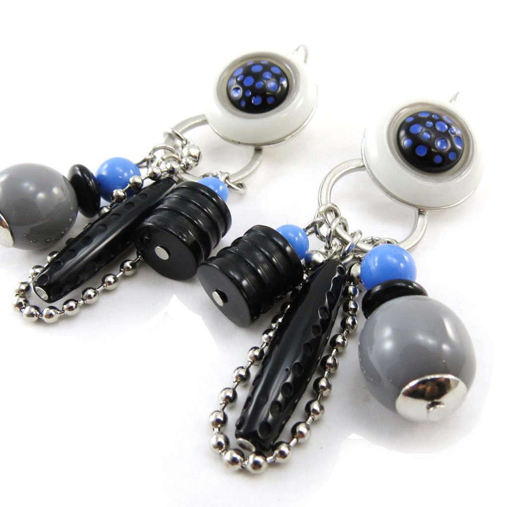 Dormeuses Créateur \'Pimprenelle\' bleu noir - [J3145]