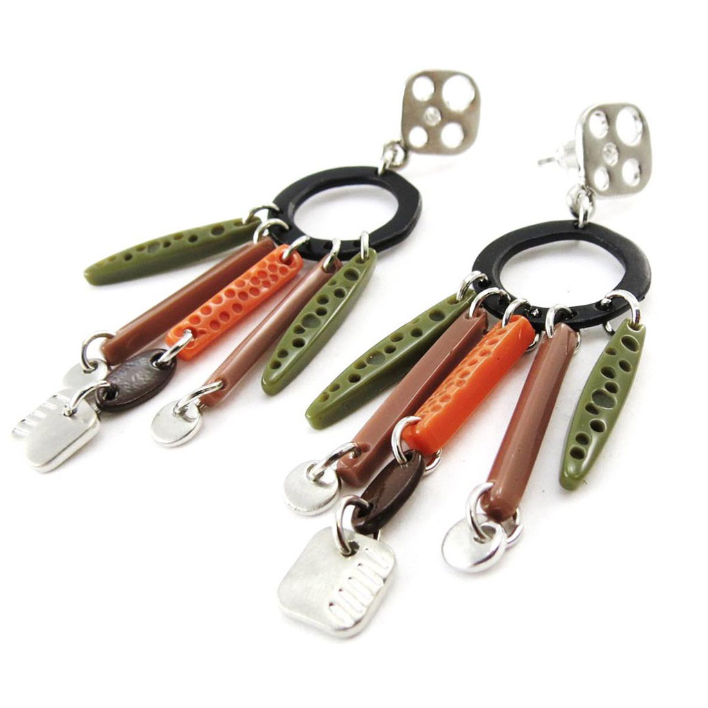 Boucles Créateur \'Pimprenelle\'  vert marron - [J3164]