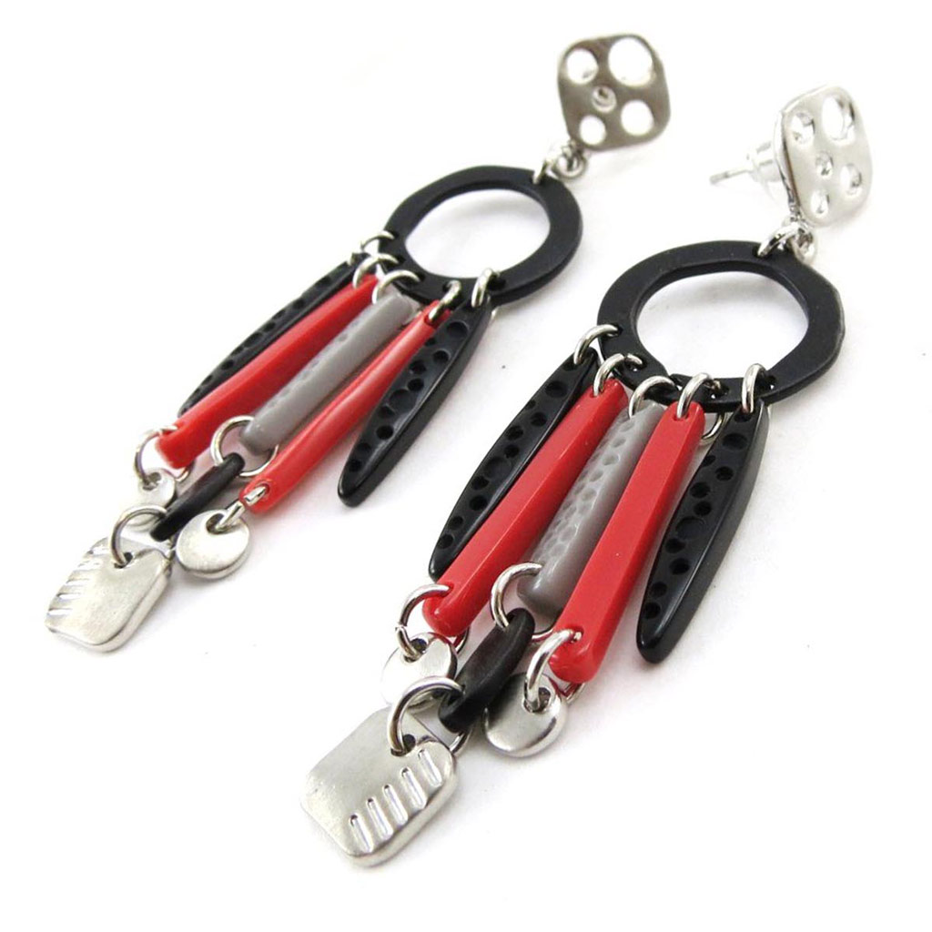 Boucles Créateur \'Pimprenelle\' rouge noir - [J3165]