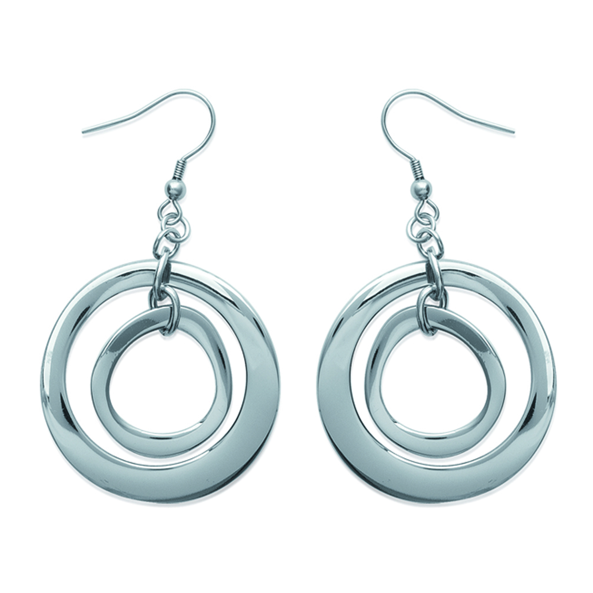 Boucles acier \'Chorégraphie\' argenté - 35 mm - [J4156]