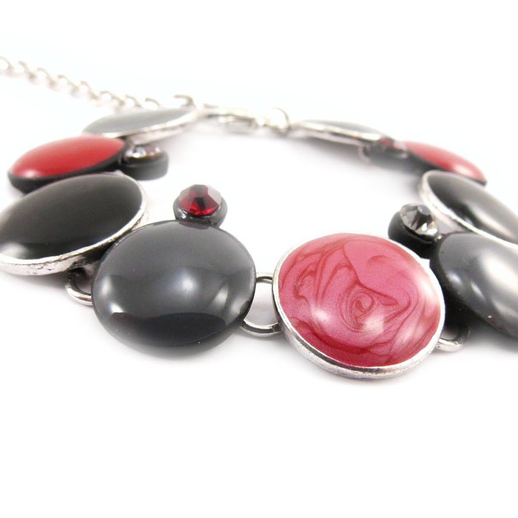 Bracelet Créateur \'Coloriage\' rouge gris - [J4215]