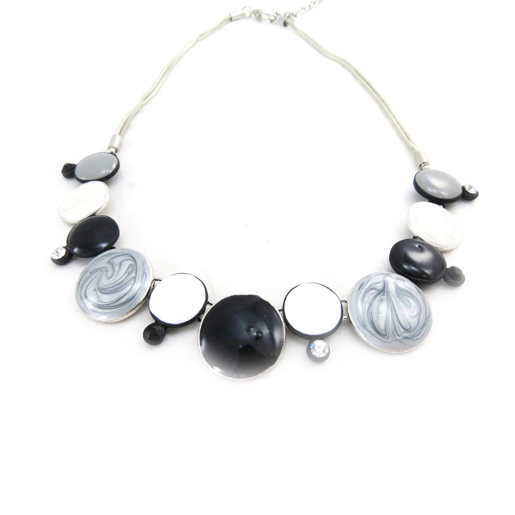Collier Créateur \'Coloriage\' noir gris - [J4219]
