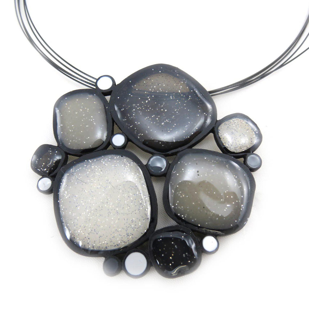 Collier Créateur \'Oxygène\' gris noir - [J4239]
