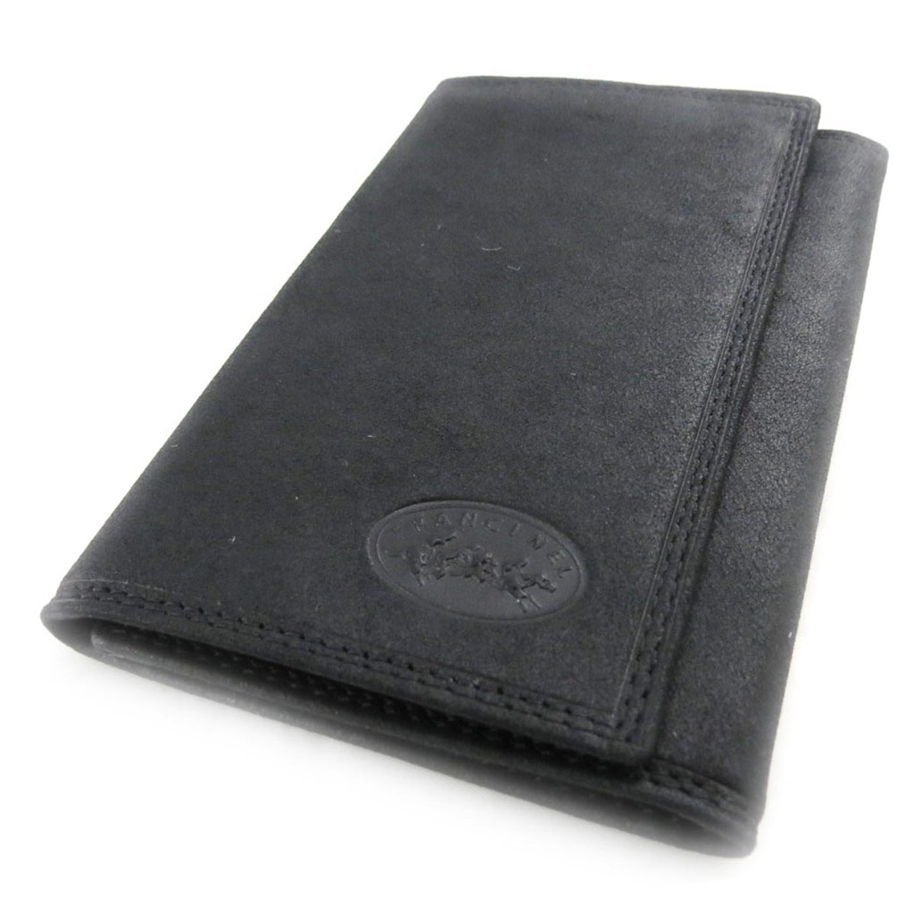 Porte-papiers cuir \'Peau de Pèche\' noir - 9x14 cm - [J5094]