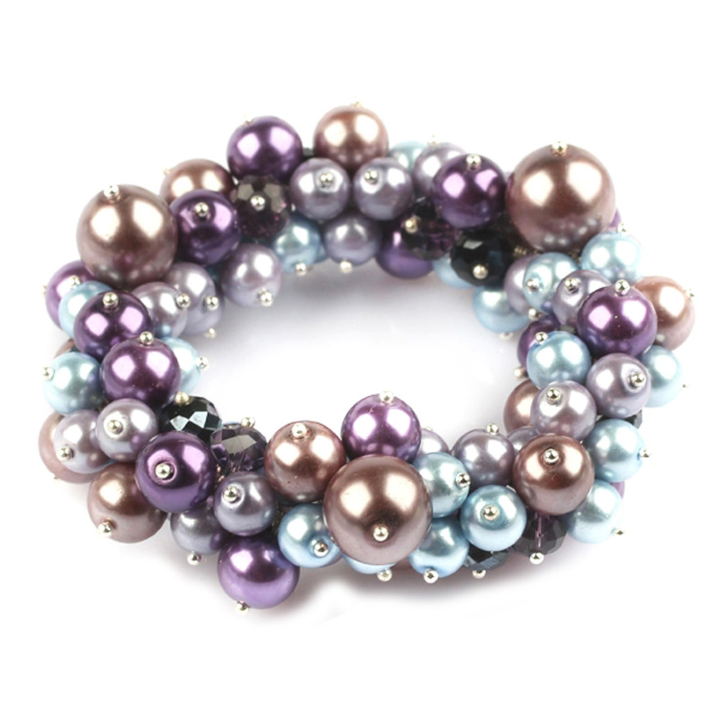 Bracelet créateur \'Minéralia\' violet taupe bleu - [J6167]