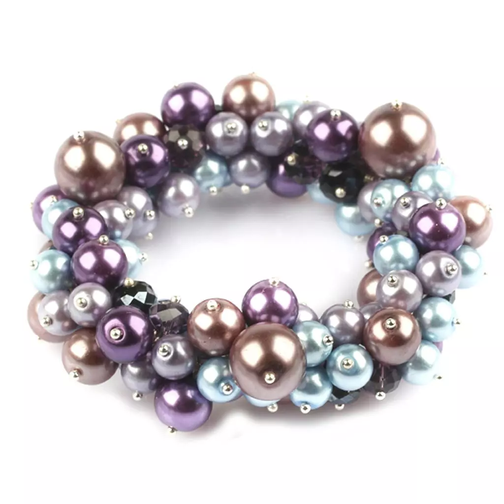 les trésors de lily Bracelet créateur 'Minéralia' violet taupe bleu [J6167]
