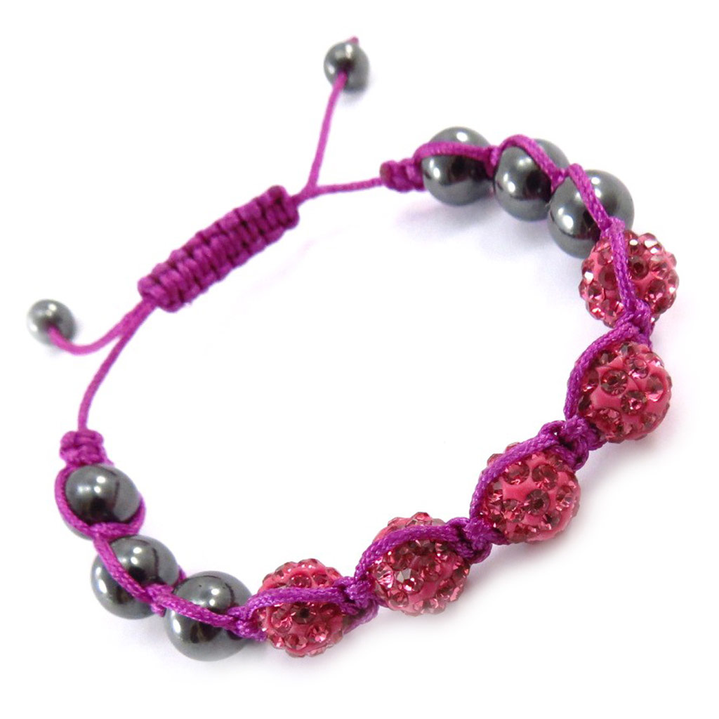 Bracelet ethnique \'Shambhala\' rose violet - [J6313]