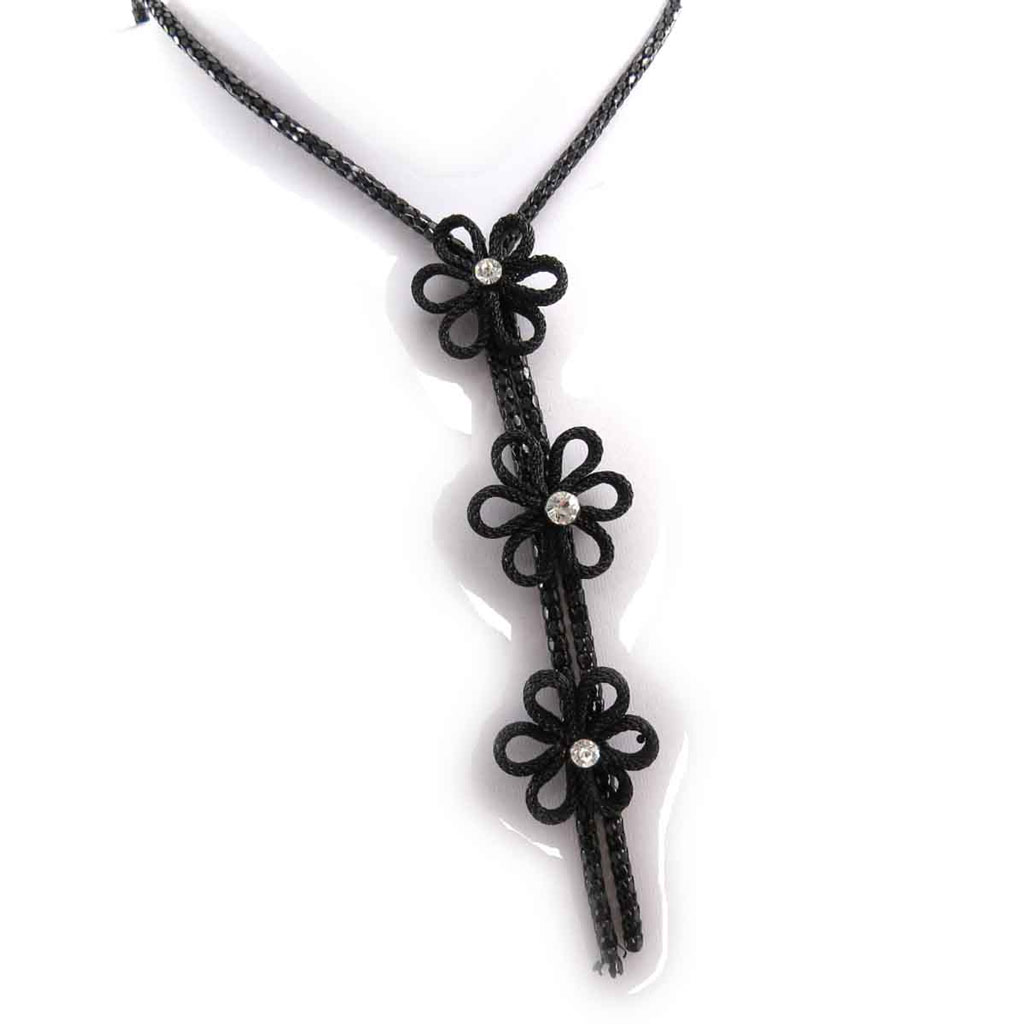 Collier Créateur \'Flora\' noir - [J8081]