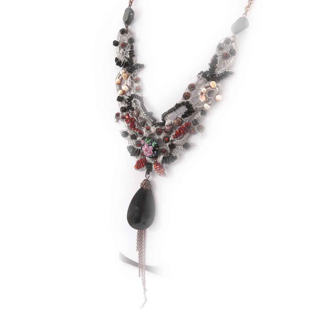 Collier Créateur \'Scarlett\' rouge noir - [J8471]