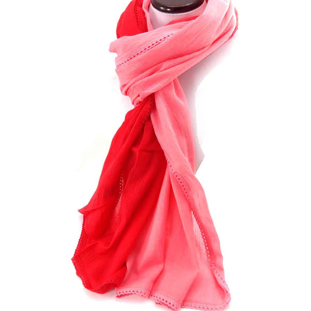 Echarpe Femme \'Eugénie\' rouge rose bicolore - [J8847]