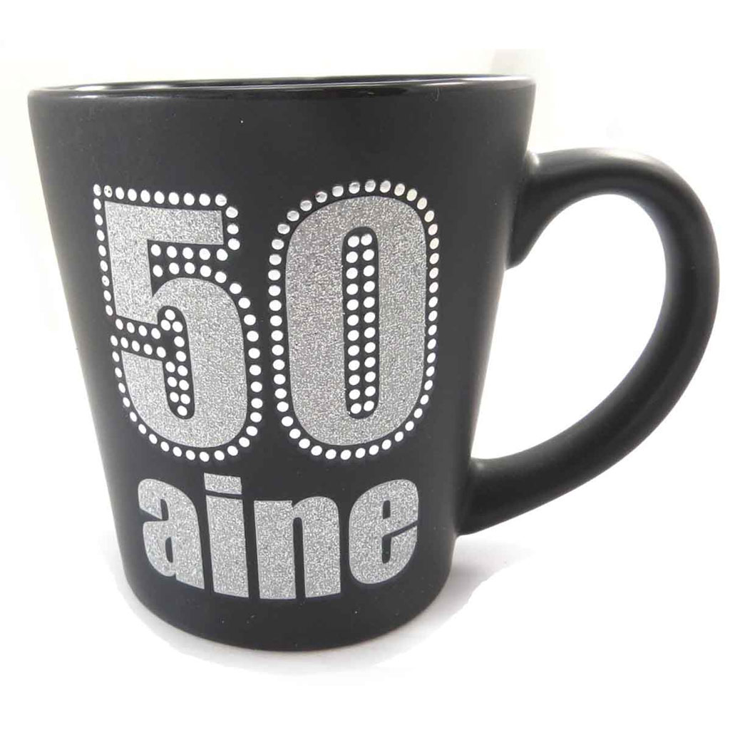 Mug anniversaire \'50 aine\' noir - [J9682]