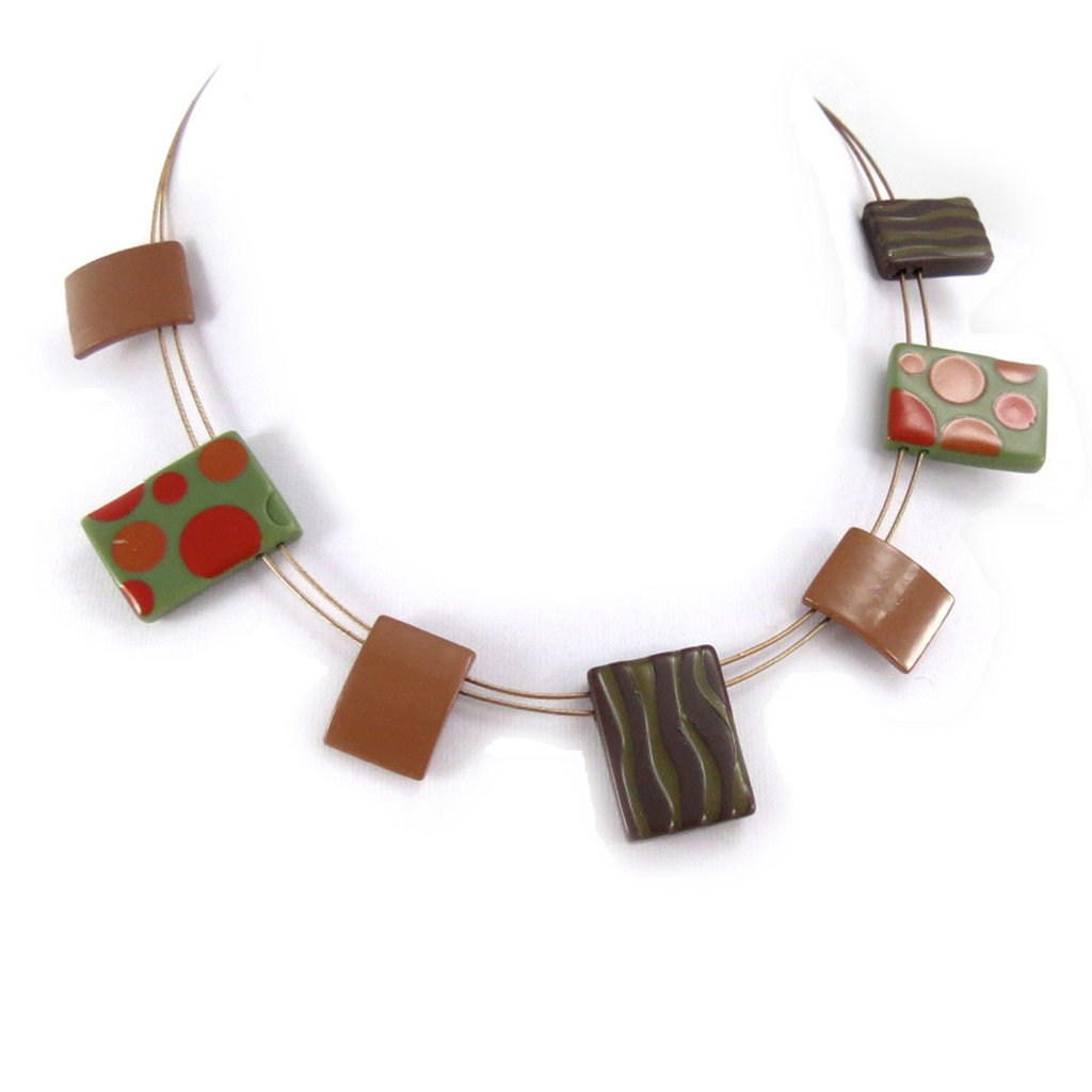 Collier Créateur \'Coloriage\' marron - [K0157]
