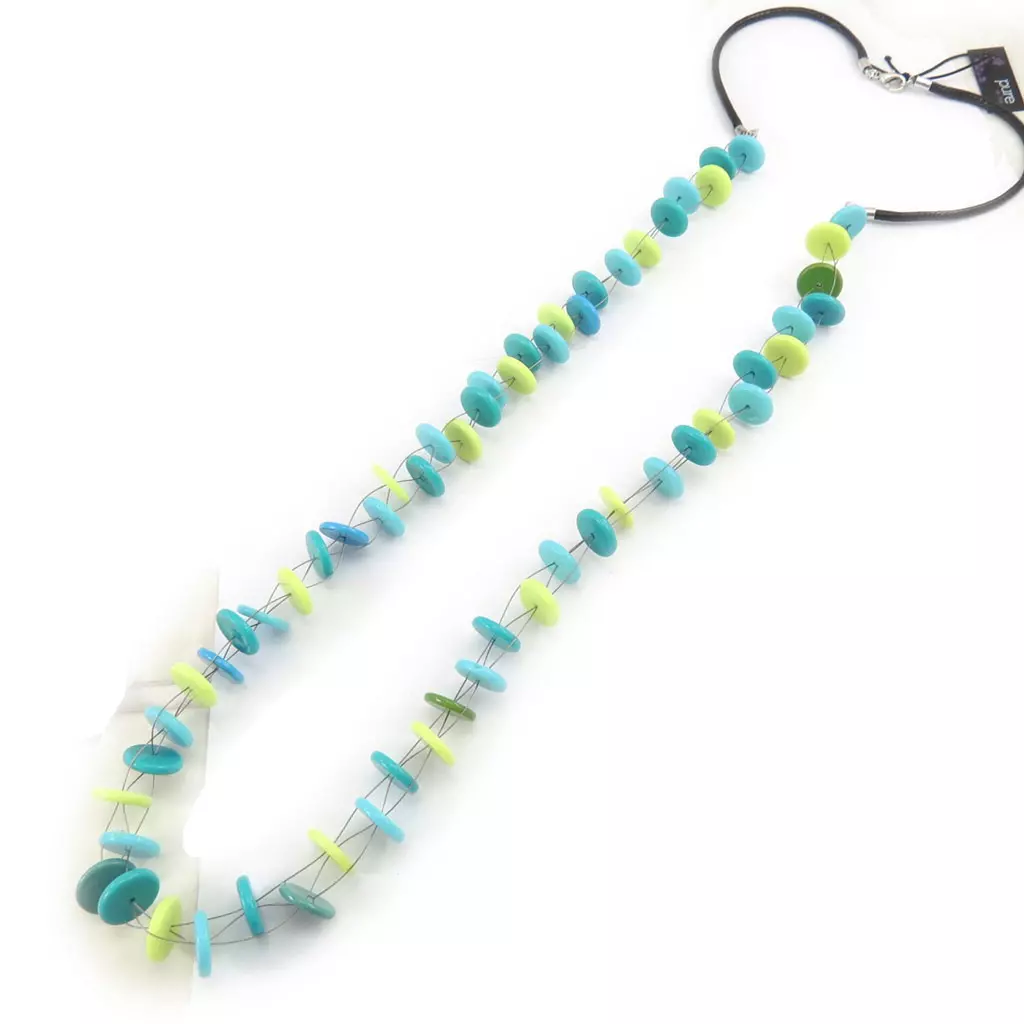 les trésors de lily Collier Créateur 'Coloriage' vert turquoise [K0167]