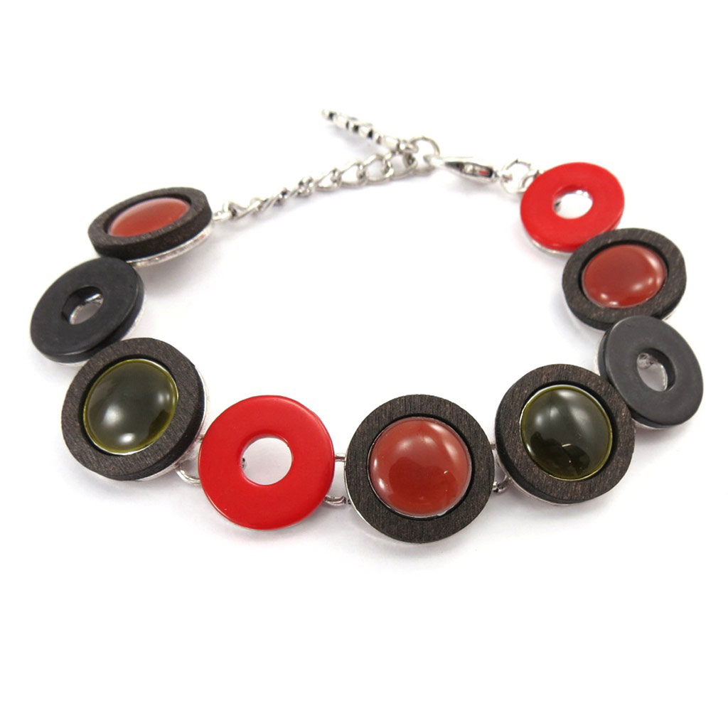 Bracelet Créateur \'Bora Bora\' rouge vert - [K0200]