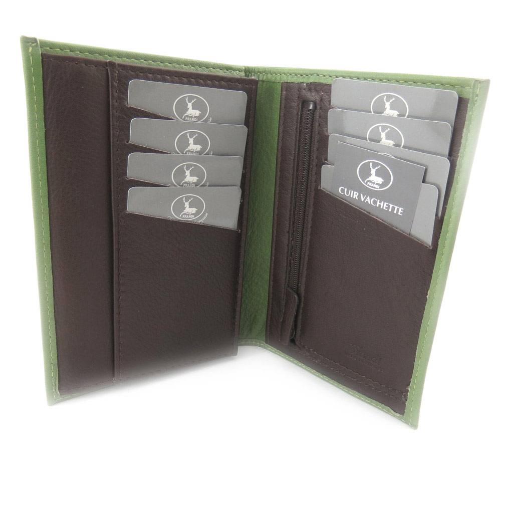 Portefeuille Cuir \'Frandi\' vert marron - [K0517]