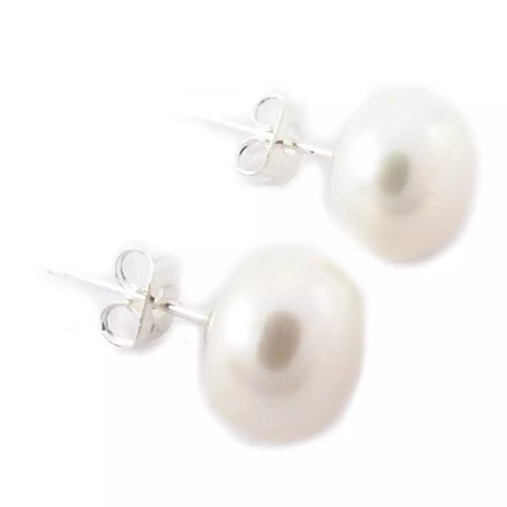 les trésors de lily Boucles 'Perla' ivoire 10 mm [K1117]