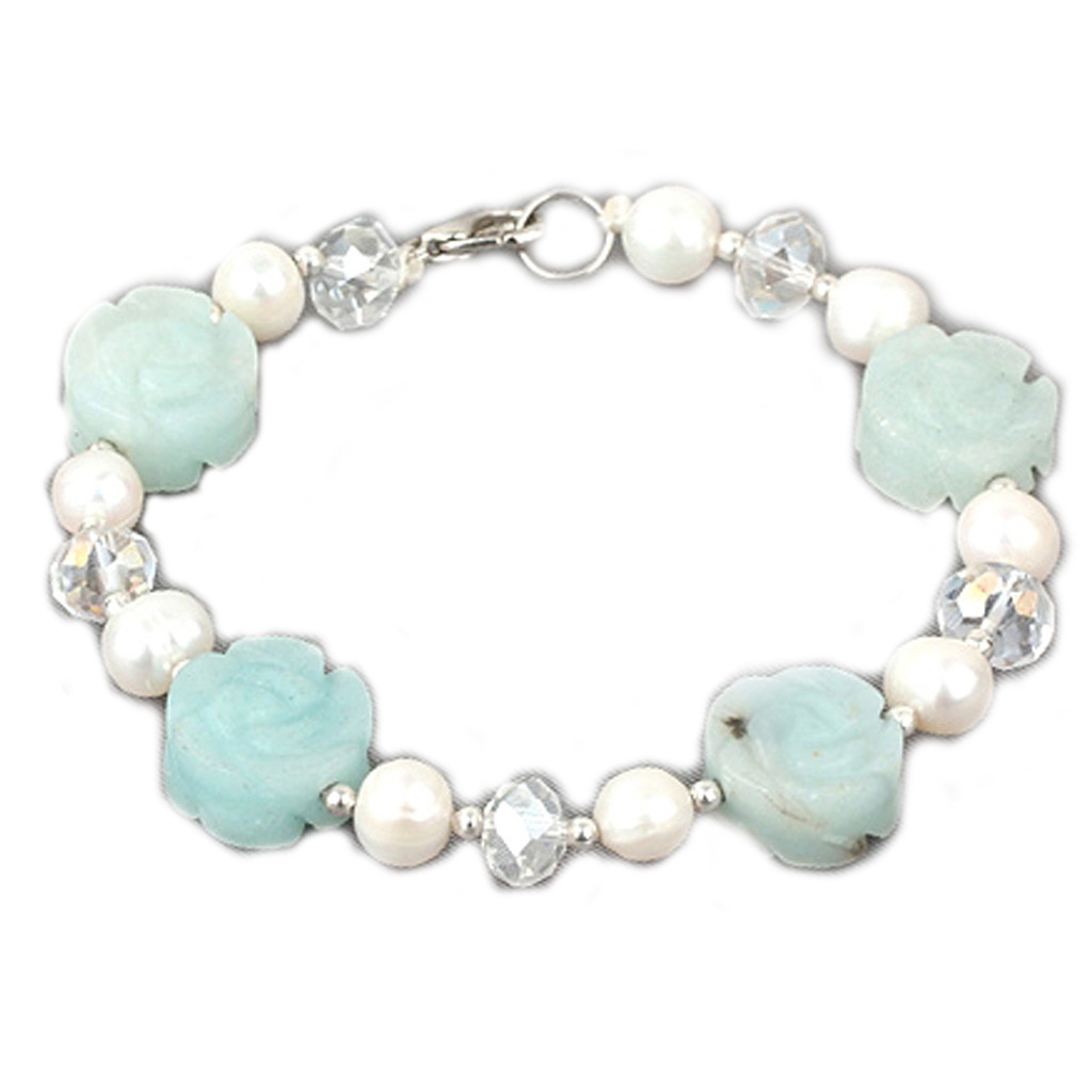 Bracelet créateur \'Minéralia\' vert blanc - [K1187]