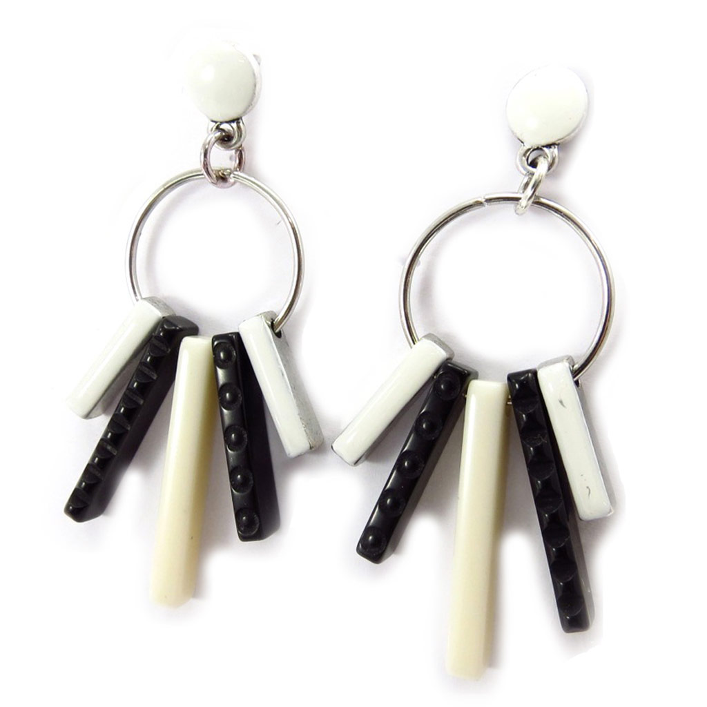 Boucles créateur \'Coloriage\' noir beige - [K1467]