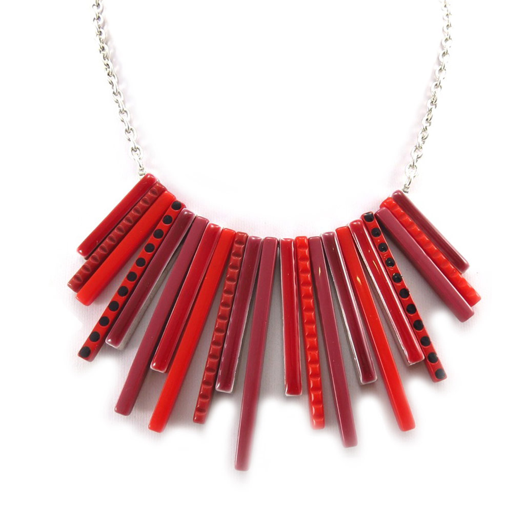 Collier Créateur \'Coloriage\' rouge - [K1476]