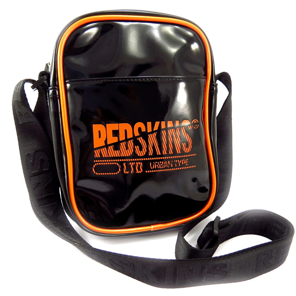 Sac bandoulière \'Redskins\' noir orange (vernis) - [K2526]