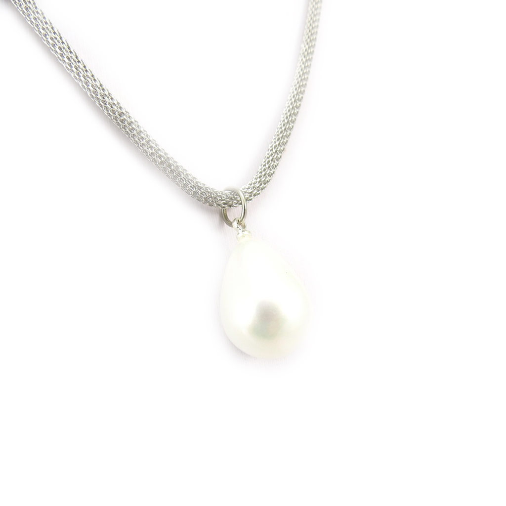 Collier \'Perla\' ivoire argenté - [K3242]