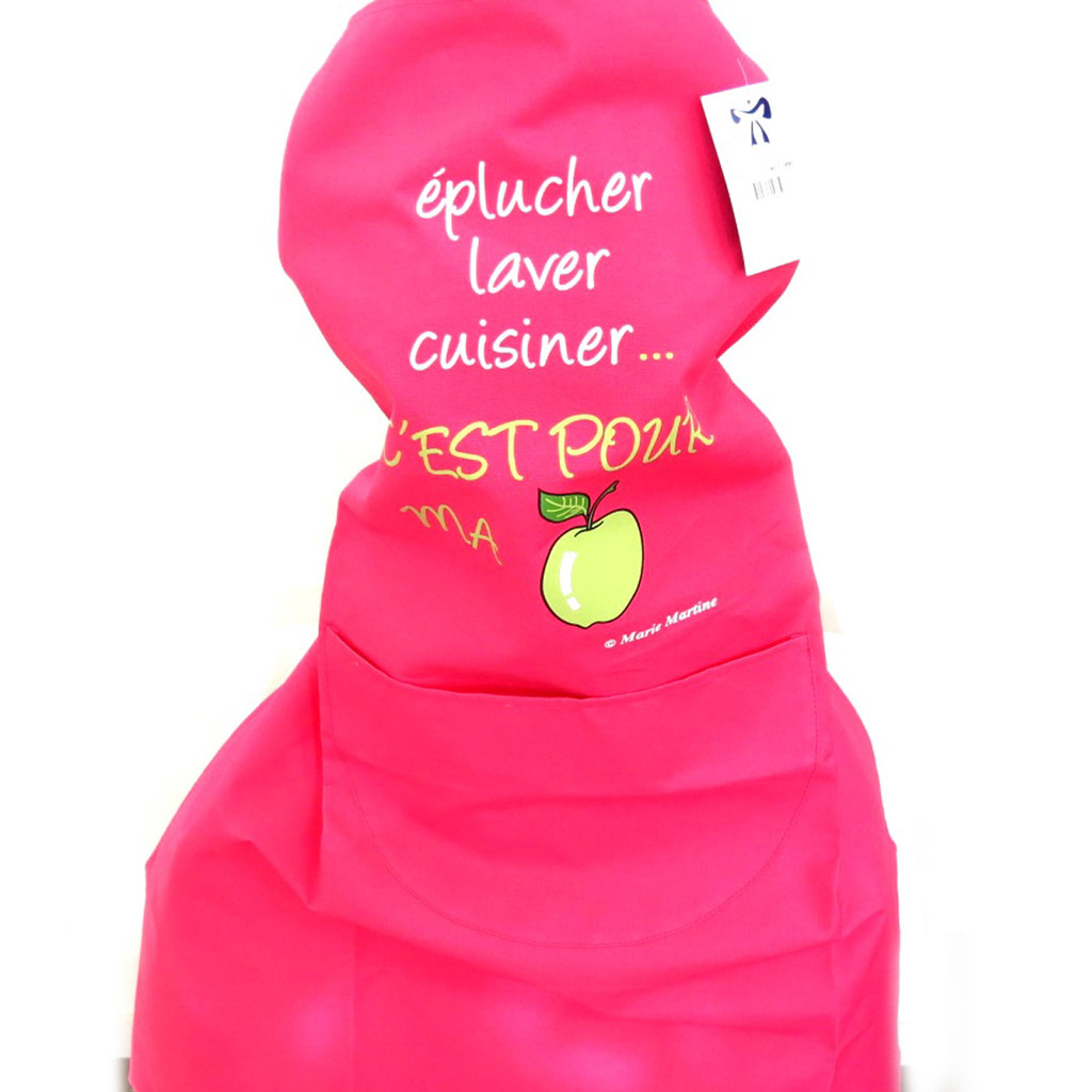 Tablier créateur \'Pour ma pomme\' fuschia - [K6191]