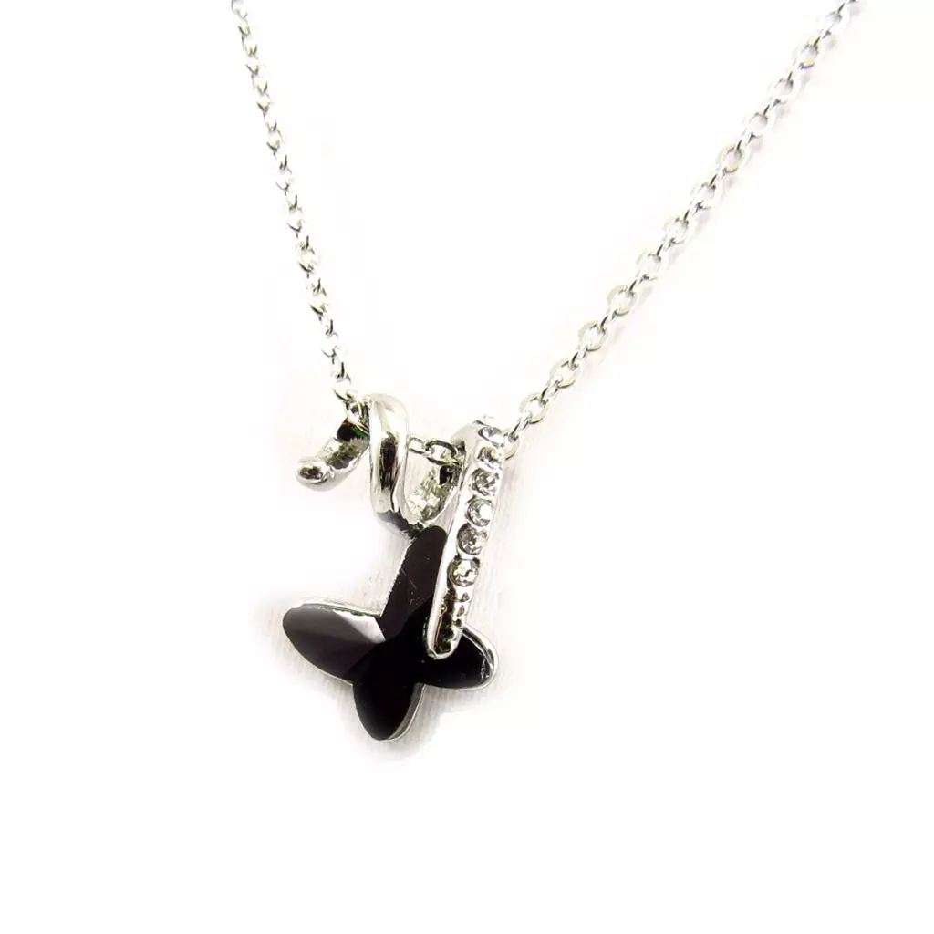 les trésors de lily Parure créateur 'Papillon de Cristal' noir (collier + boucles) [K7009]
