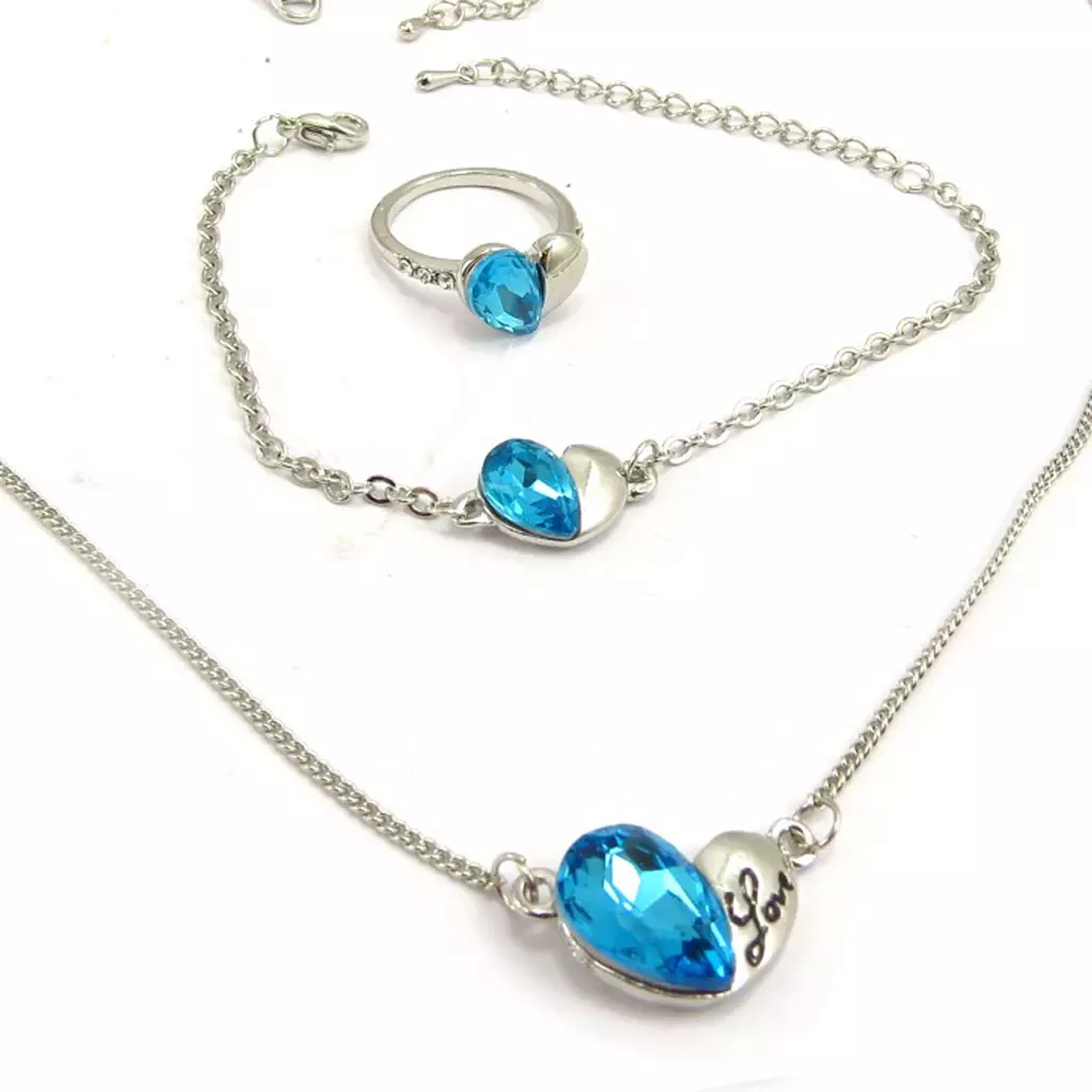 les trésors de lily Parure créateur 'Love' turquoise (3 pièces) [K7012]