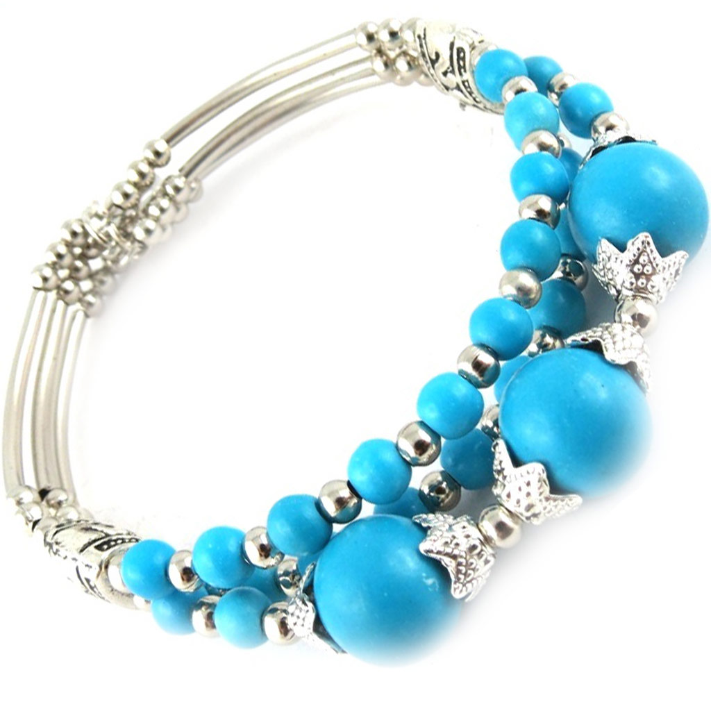 Bracelet créateur \'Minéralia\' turquoise - [K7301]