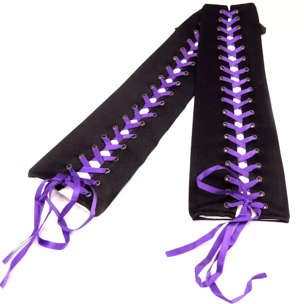 les trésors de lily Mitaines satin 'Scarlett' noir violet [K7621]