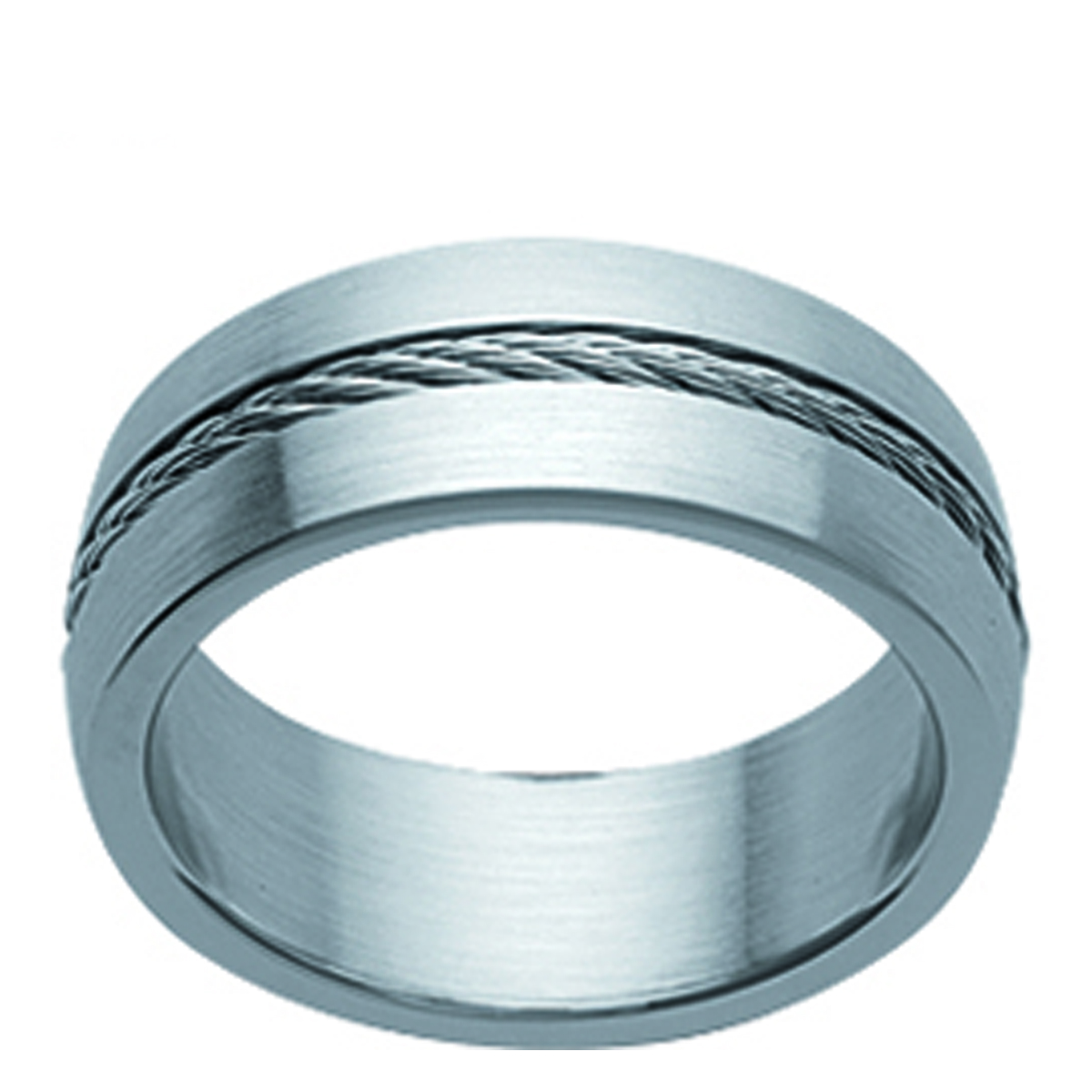 Bague acier \'Peaceful\' argenté - 7 mm - [K7679]