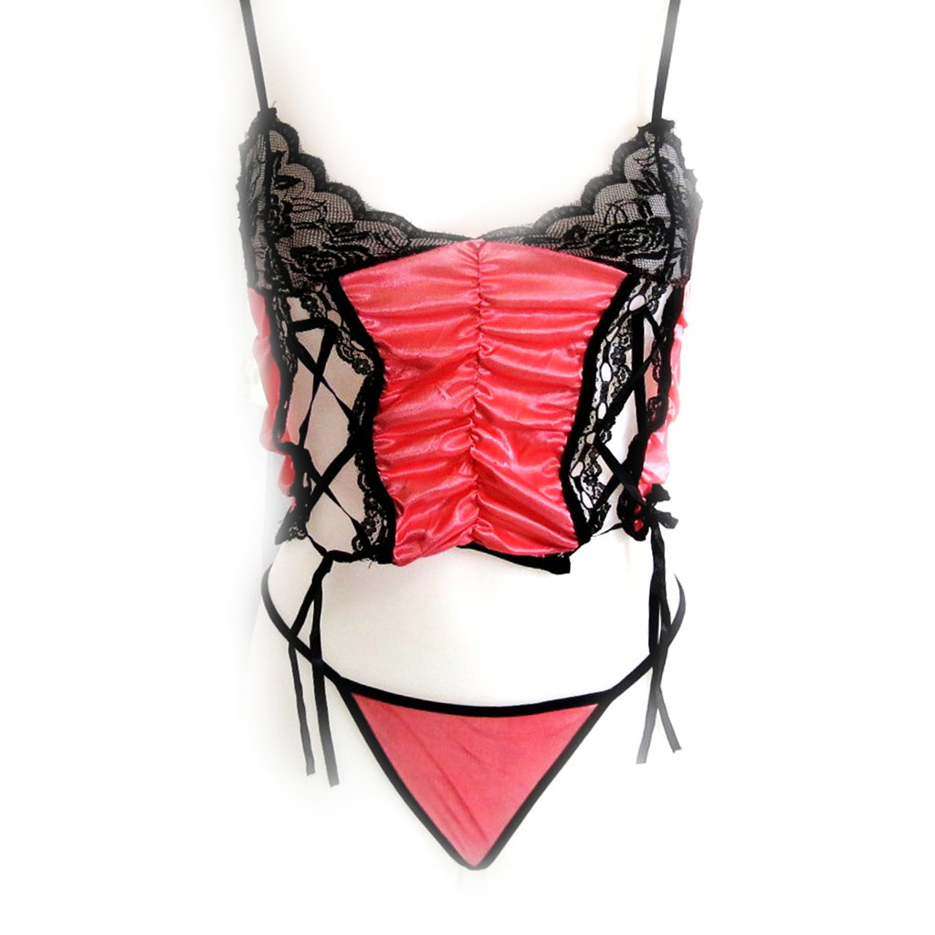 Tenue sexy \'Scarlett\' noir rose - [K8451]